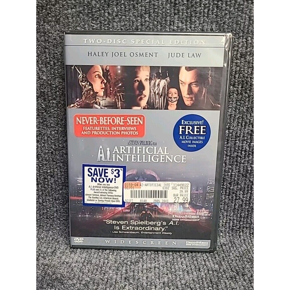 NEW  Factory Sealed  A.I. Artificial Intelligence 2001 DVD Wide & Full Screen